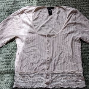 Ribbed long sleeve with lace trim